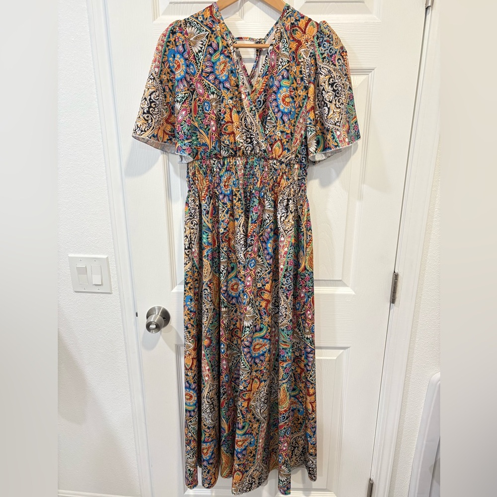 Colorful Paisley Print Dress